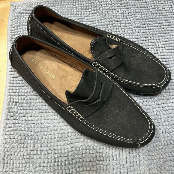 COLE HAAN WYATT Men 11.5M Black Suede Leather Penny Driver Bracken Loafers main image 4